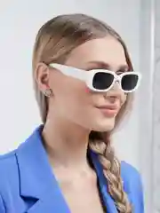 Белый прямоугольные солнцезащитные очки
