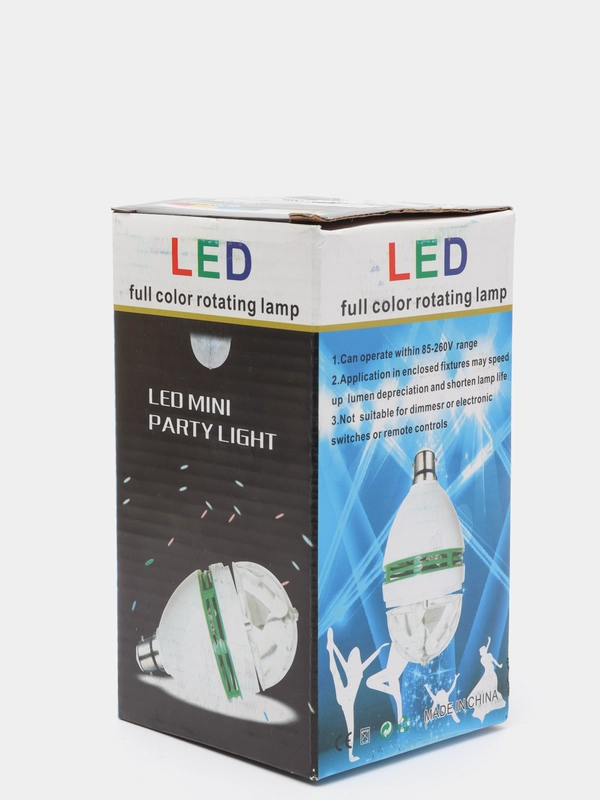 Диско LED full color rotating lamp Вращающаяся лампочка светодиодная для розетки шар