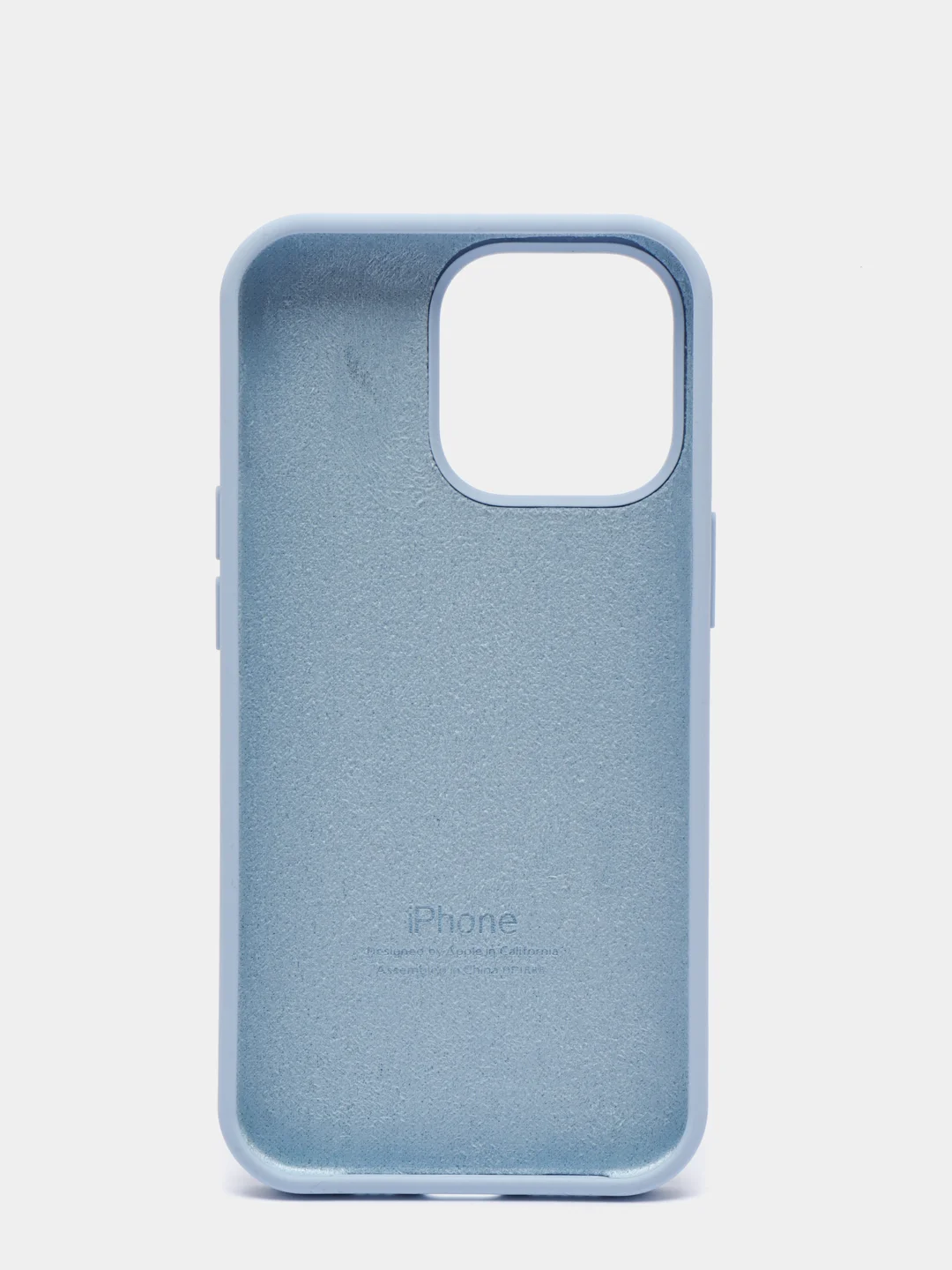 Голубой чехол для iPhone 13 Pro (6.1") Silicone, закрытый низ, с логотипом