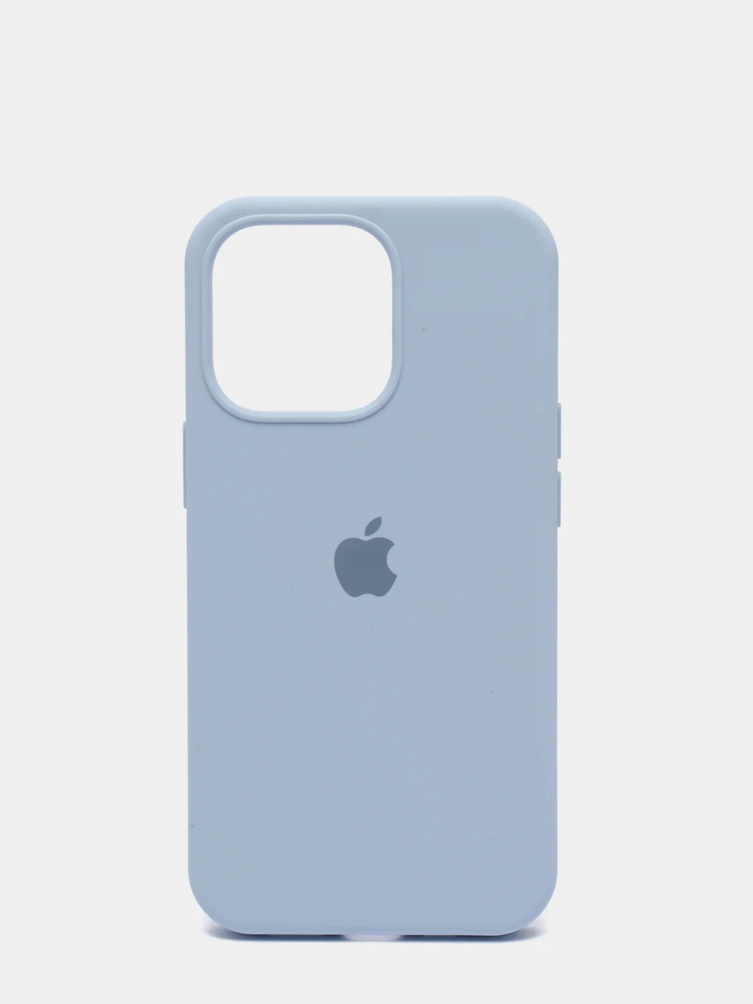 Голубой чехол для iPhone 13 Pro (6.1") Silicone, закрытый низ, с логотипом