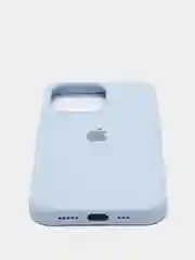 Голубой чехол для iPhone 13 Pro (6.1") Silicone, закрытый низ, с логотипом
