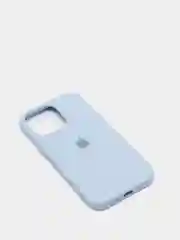 Голубой чехол для iPhone 13 Pro (6.1") Silicone, закрытый низ, с логотипом