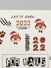 Слайдер для дизайна ногтей "Тигр Новый Год 2022", любой фон, водные наклейки