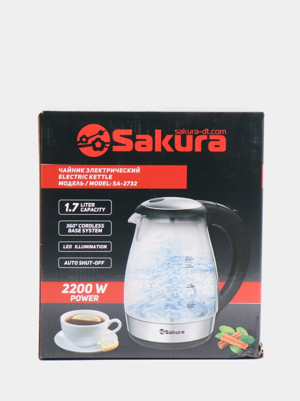 Чайник электрический Sakura SA-2732BK, 1850-2200 Вт