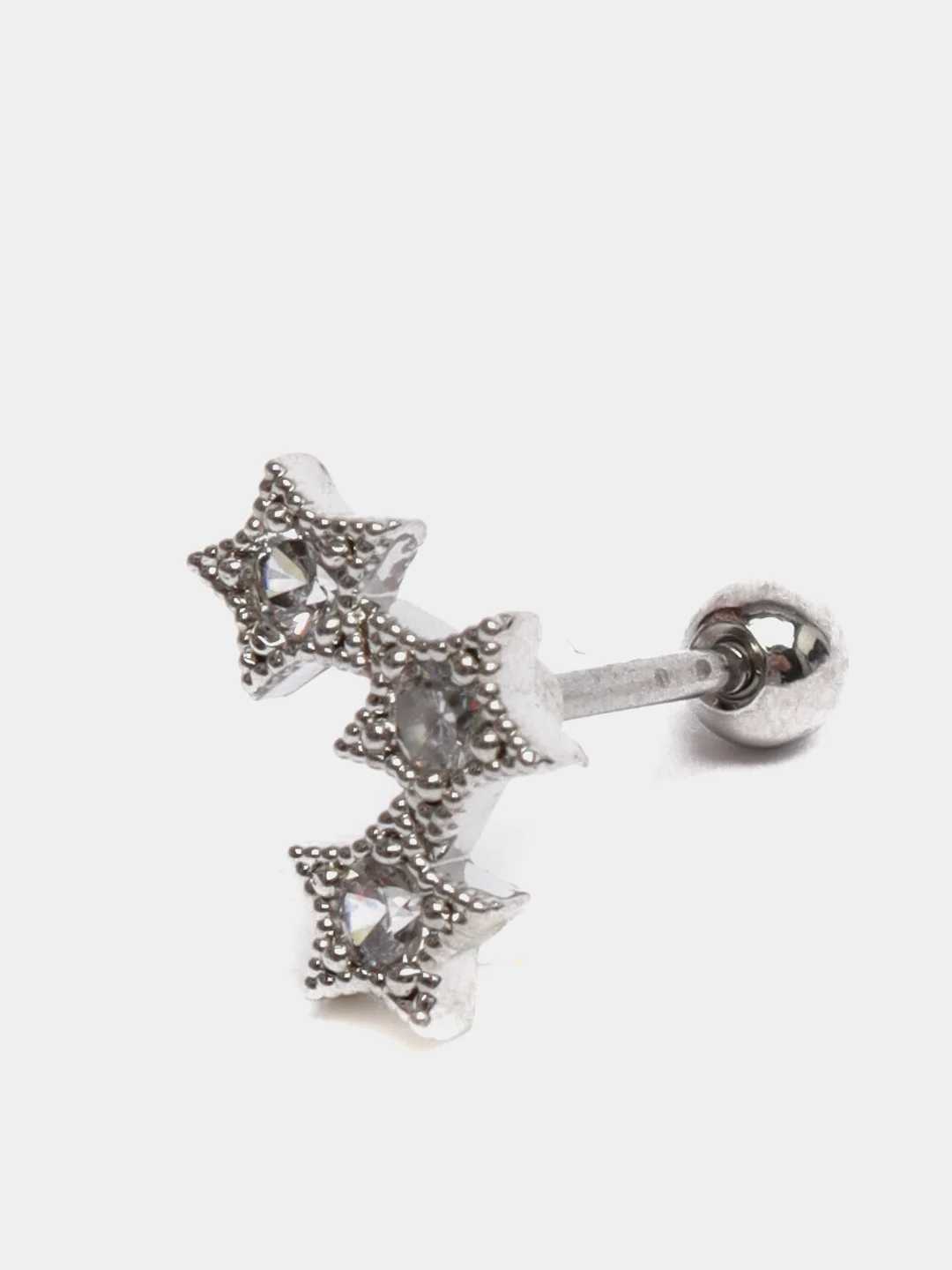 Серебряный микросерьга ( пирсинг ) "Silver" со стержнем из нержавеющей стали