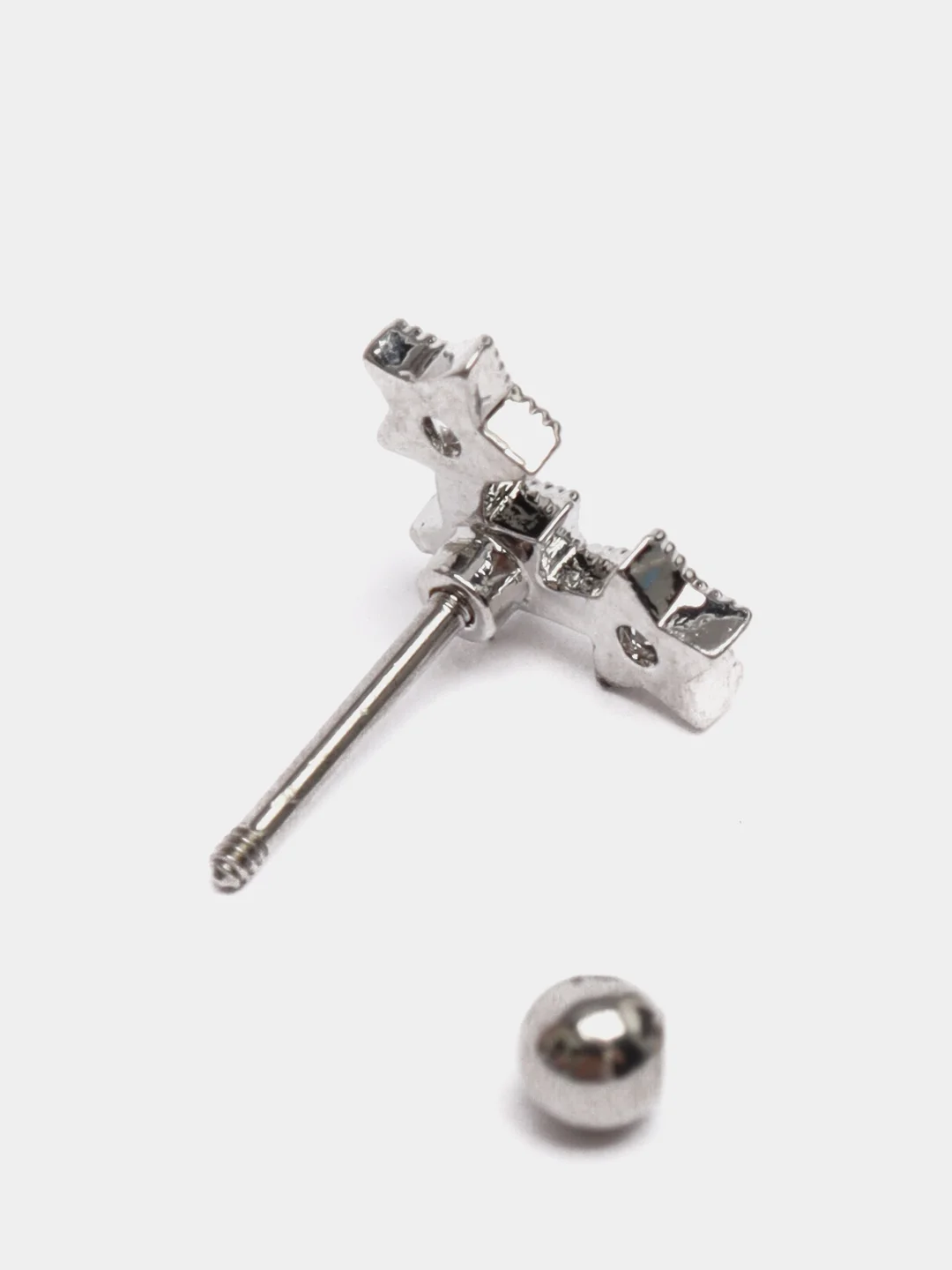 Серебряный микросерьга ( пирсинг ) "Silver" со стержнем из нержавеющей стали