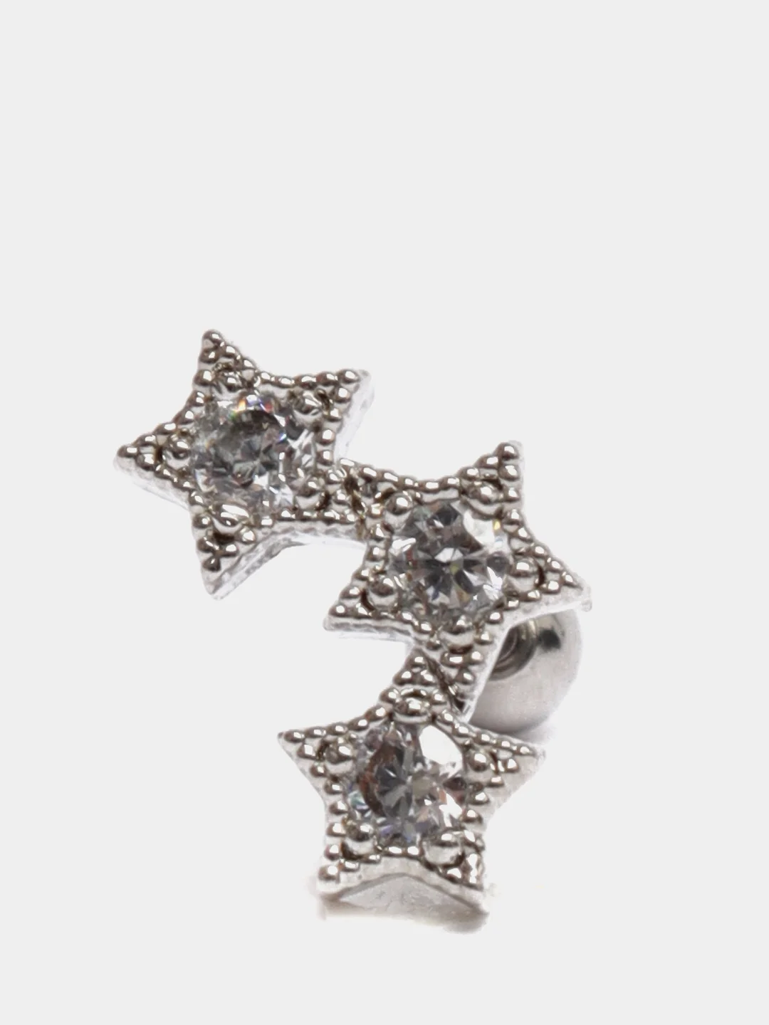 Серебряный микросерьга ( пирсинг ) "Silver" со стержнем из нержавеющей стали