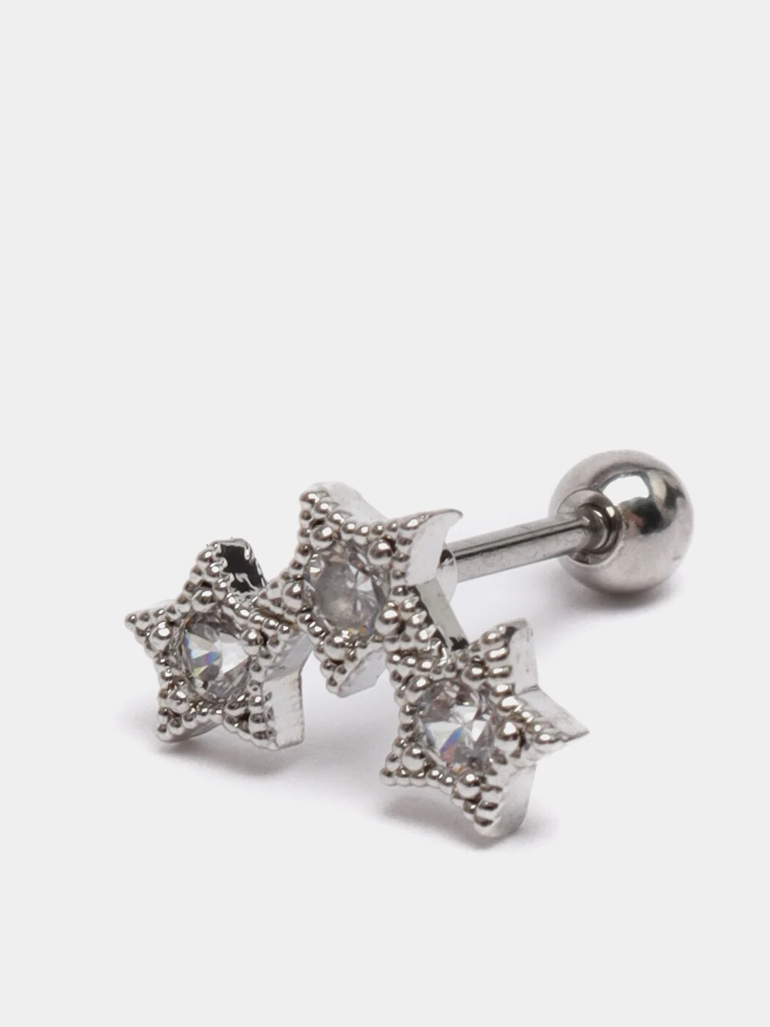 Серебряный микросерьга ( пирсинг ) "Silver" со стержнем из нержавеющей стали