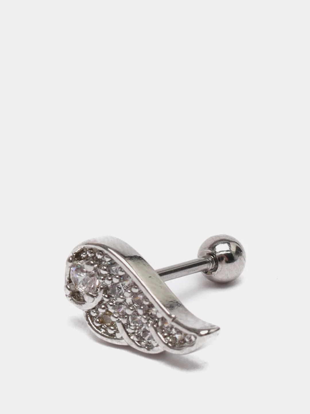 Серый микросерьга ( пирсинг ) "Silver" со стержнем из нержавеющей стали
