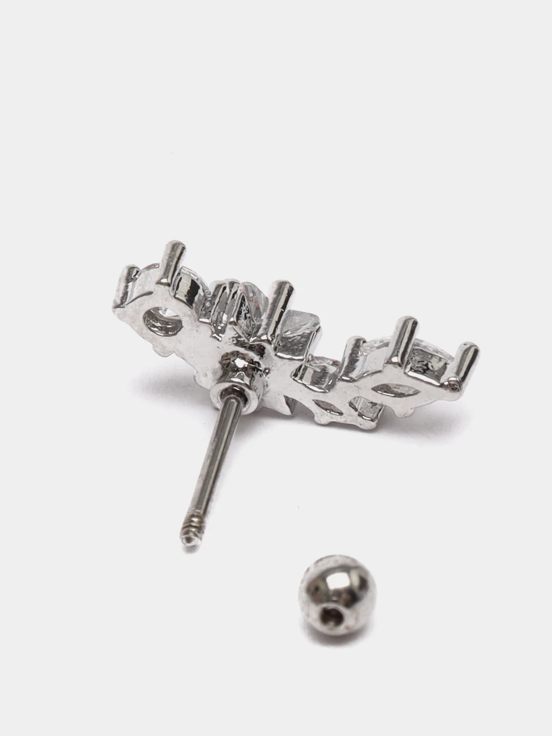 Серый металлик микросерьга ( пирсинг ) "Silver" со стержнем из нержавеющей стали