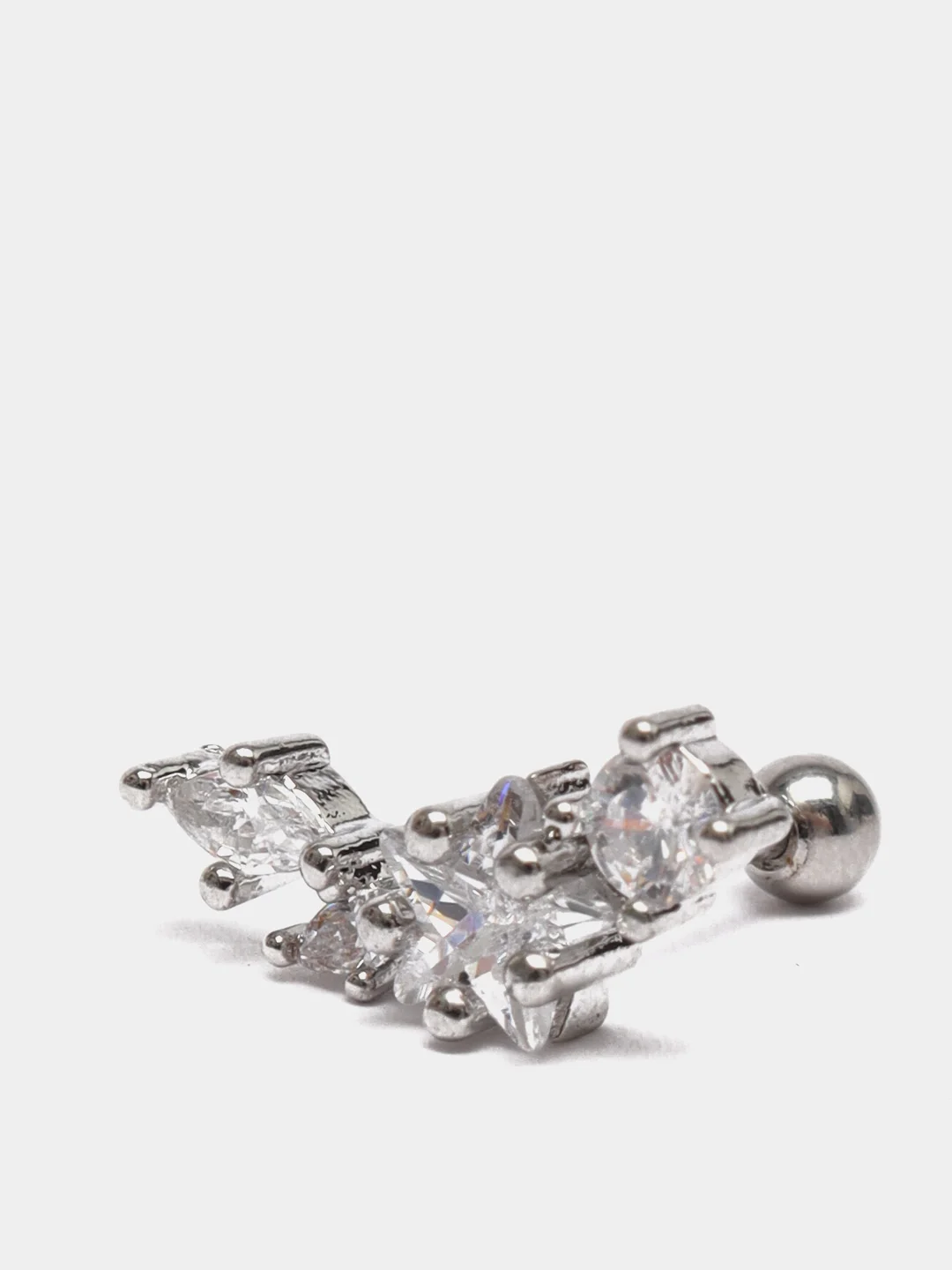 Серый металлик микросерьга ( пирсинг ) "Silver" со стержнем из нержавеющей стали