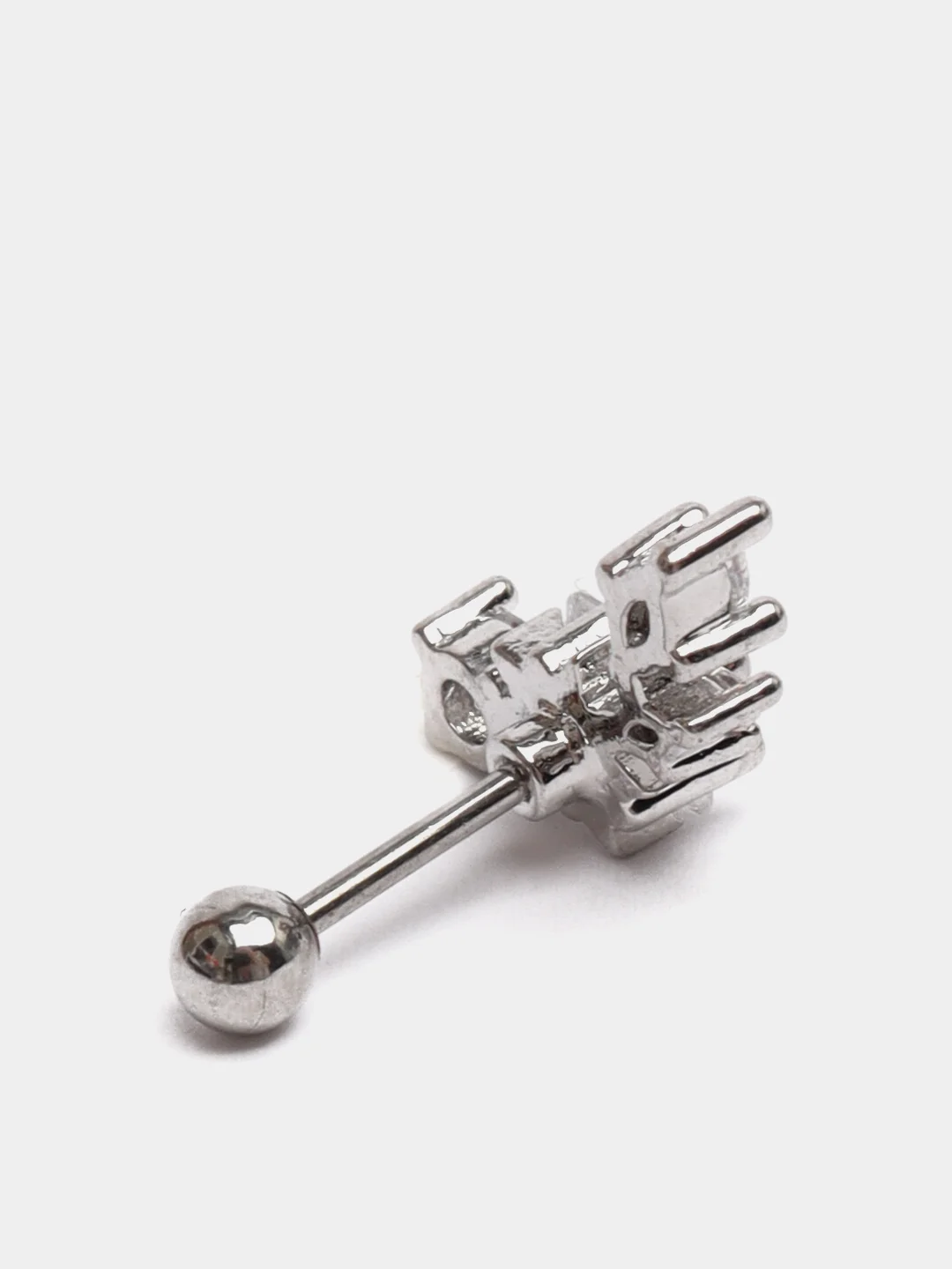 Серый металлик микросерьга ( пирсинг ) "Silver" со стержнем из нержавеющей стали