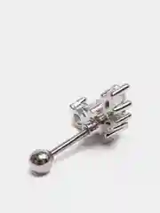 Серый металлик микросерьга ( пирсинг ) "Silver" со стержнем из нержавеющей стали