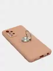Бежевый чехол Samsung Galaxy A72, Самсунг Галакси А72 силиконовый магнитный с кольцом