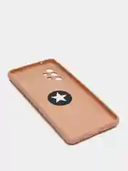 Бежевый чехол Samsung Galaxy A72, Самсунг Галакси А72 силиконовый магнитный с кольцом