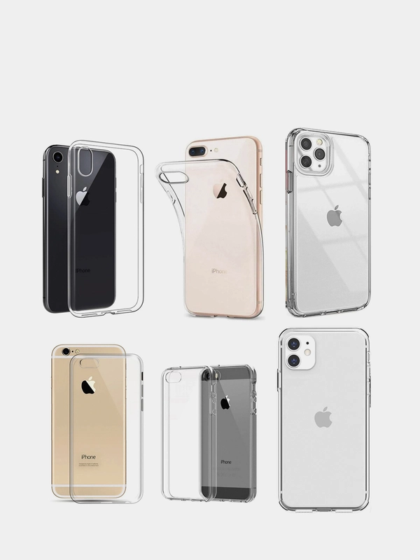 Прозрачный силиконовый чехол на все модели iPhone