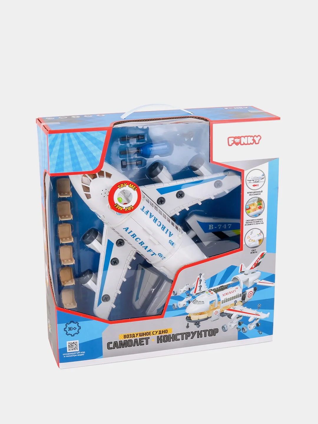 Самолет-конструктор Funky toys, свет звук 37см Funky toys FT62100