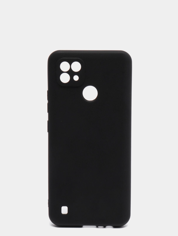 Накладка силиконовая для Realme C21 черная матовая с защитой камеры
