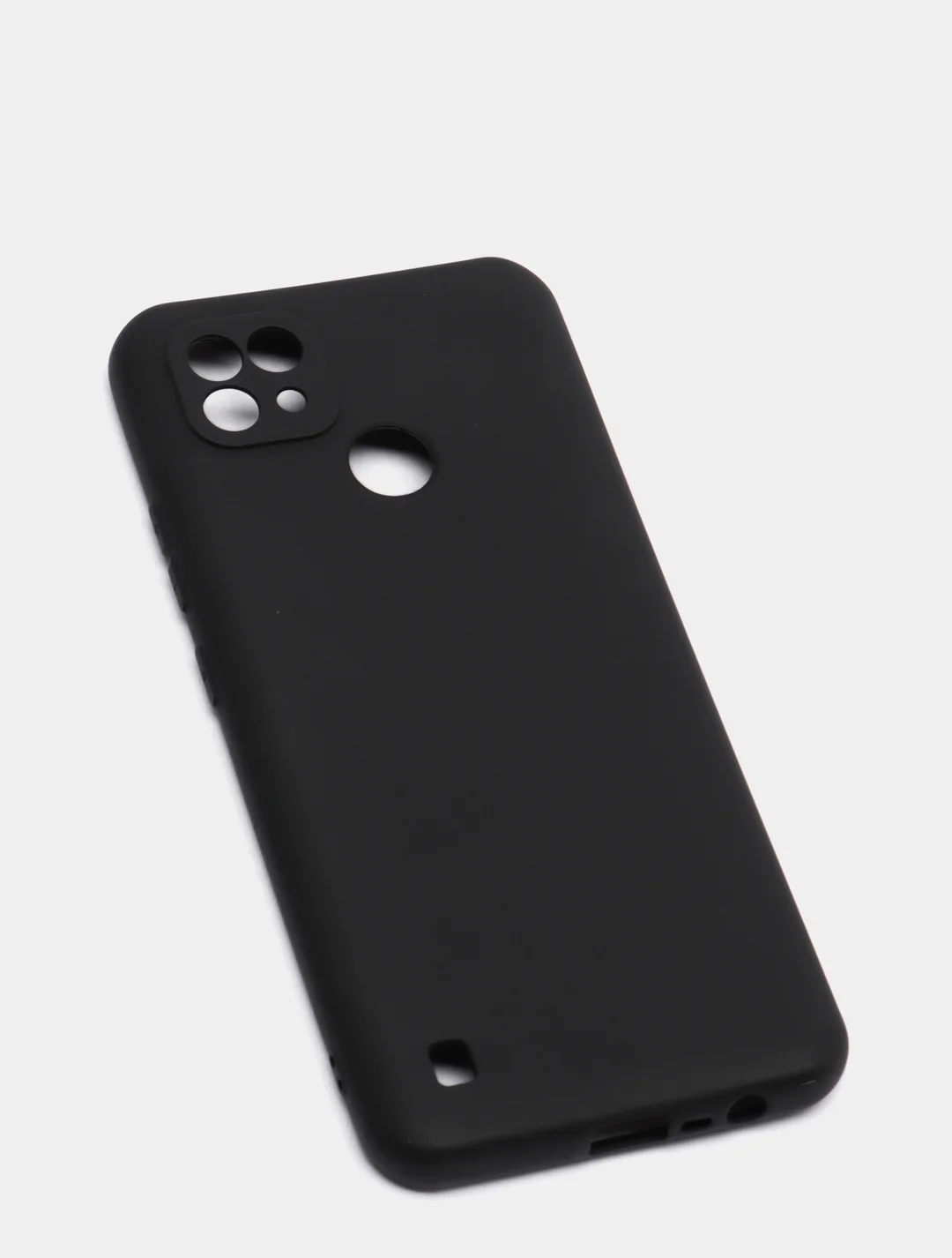 Накладка силиконовая для Realme C21 черная матовая с защитой камеры