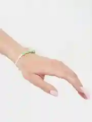 Зеленый браслеты женские с акриловыми бусинами/ ручное плетение