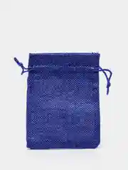 Синий льняной подарочный мешочек