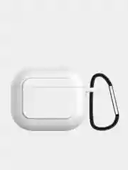 Белый чехол для наушников Apple Airpods 3 с карабином силиконовый