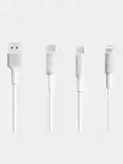 Белый кабель Type-C 3.0A, Micro USB 2,4A, Lightning, 1 м, для iPhone, Android, BX1