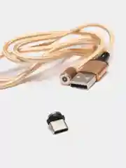 Золотой кабель для зарядки, 2.1A + магнитный коннектор, Lightning, Type-C, Micro USB, 1 метр