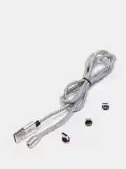 Серебряный магнитный кабель для зарядки Type-C, Lightning (Apple), Micro USB