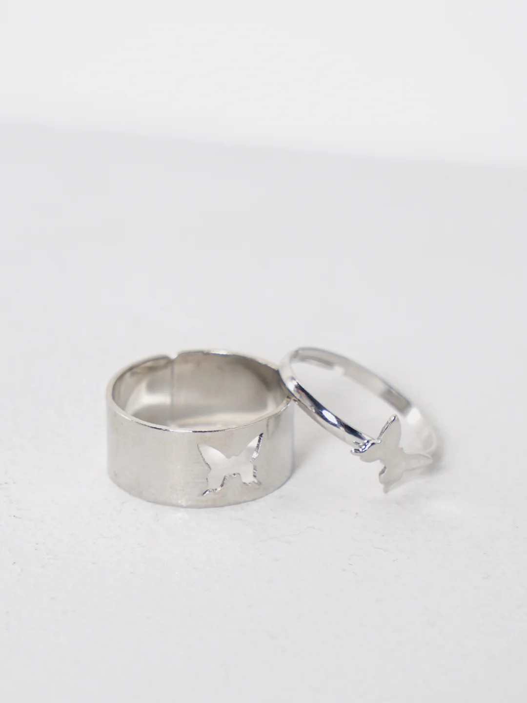 Серебряный женские кольца, регулируемые, набор из 2 штук