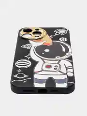 Черный чехол "Космонавт" для iPhone, на айфон 11 12 13 XR Pro mini X XS 7/8/se