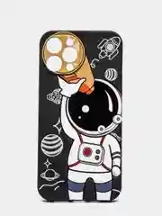 Черный чехол "Космонавт" для iPhone, на айфон 11 12 13 XR Pro mini X XS 7/8/se