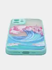 Бирюзовый чехол "Волна" для iPhone, на айфон 7/8 Plus 11 12/12 Pro 13 XR