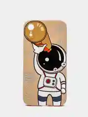 Бежевый чехол "Космонавт" для iPhone, на айфон 11 12 13 XR Pro mini X XS 7/8/se