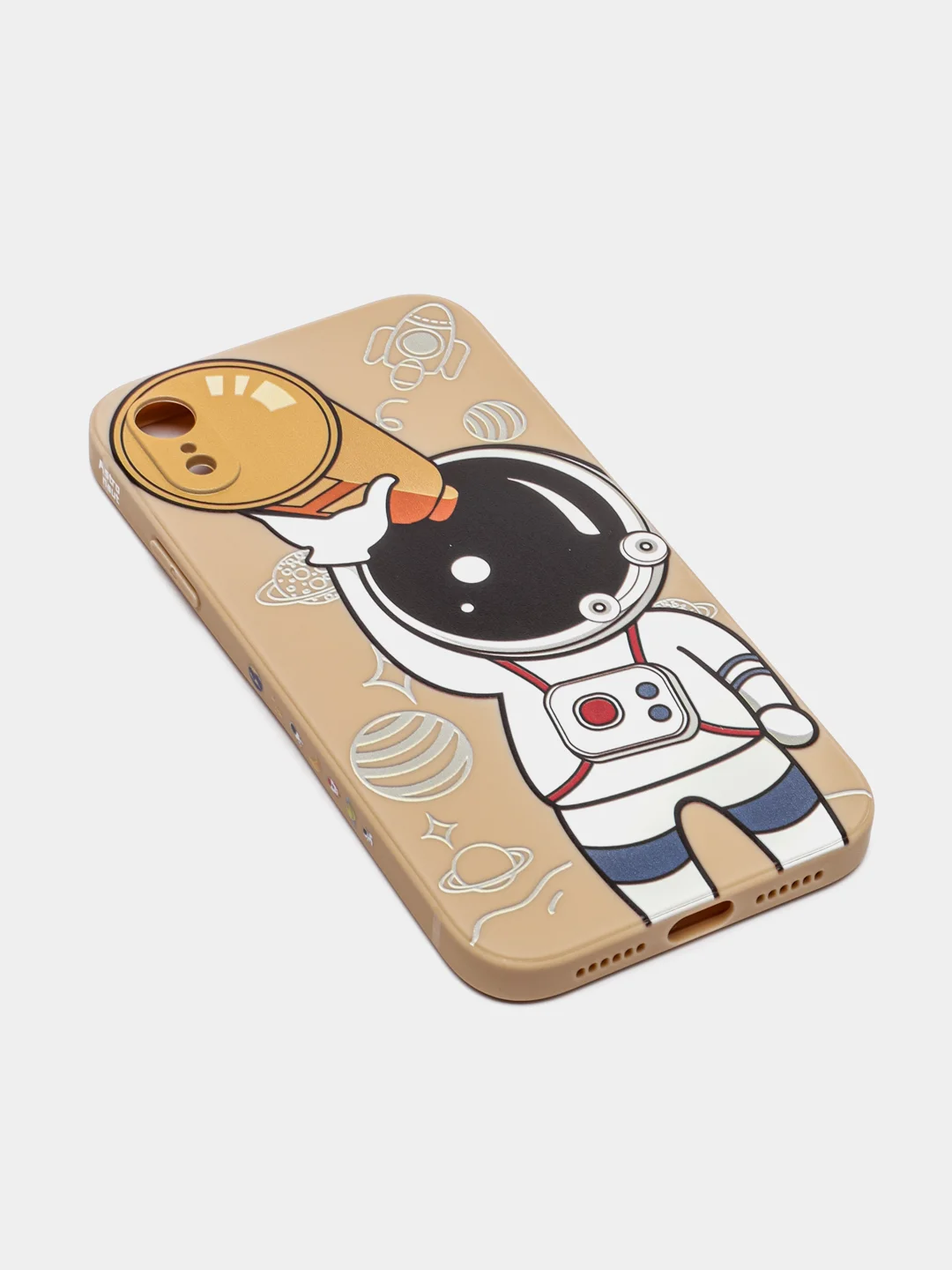 Бежевый чехол "Космонавт" для iPhone, на айфон 11 12 13 XR Pro mini X XS 7/8/se