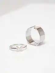 Серый металлик парные кольца, 2 штуки