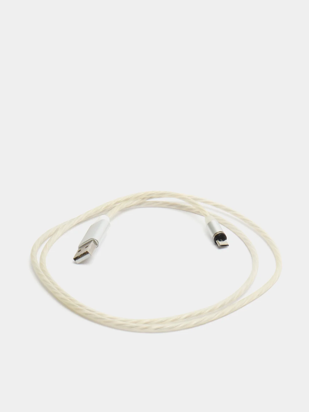 Белый кабель магнитный, светящийся 2.1А+магнитный коннектор (micro usb, Apple lightning, type c)