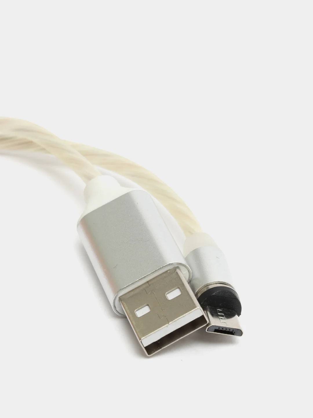 Белый кабель магнитный, светящийся 2.1А+магнитный коннектор (micro usb, Apple lightning, type c)