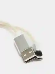 Белый кабель магнитный, светящийся 2.1А+магнитный коннектор (micro usb, Apple lightning, type c)