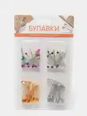 Набор булавок: английские и наметочные, разноцветные, 100 штук