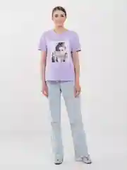 Сиреневый футболка женская с принтом, Oversize, премиальный хлопок