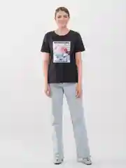 Черный футболка женская с принтом, пайетками, премиальный хлопок, Oversize