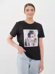 Черный футболка женская с принтом, Oversize, премиальный хлопок
