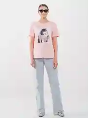 Розовый футболка женская с принтом, Oversize, премиальный хлопок