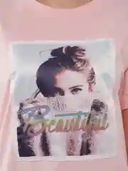 Розовый футболка женская с принтом, Oversize, премиальный хлопок