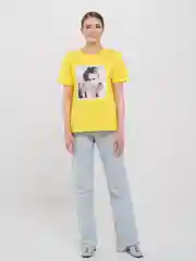 Желтый футболка женская с принтом, Oversize, премиальный хлопок