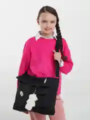 Черный сумка для девочек со значками и игрушкой