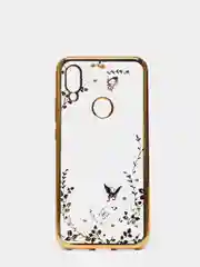 Золотой чехол Xiaomi Redmi 7, Сяоми Редми 7, прозрачный силиконовый со стразами