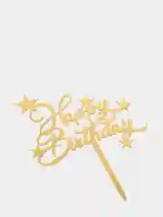 Золотой топпер для торта Happy Birthday