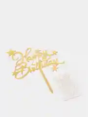 Золотой топпер для торта Happy Birthday